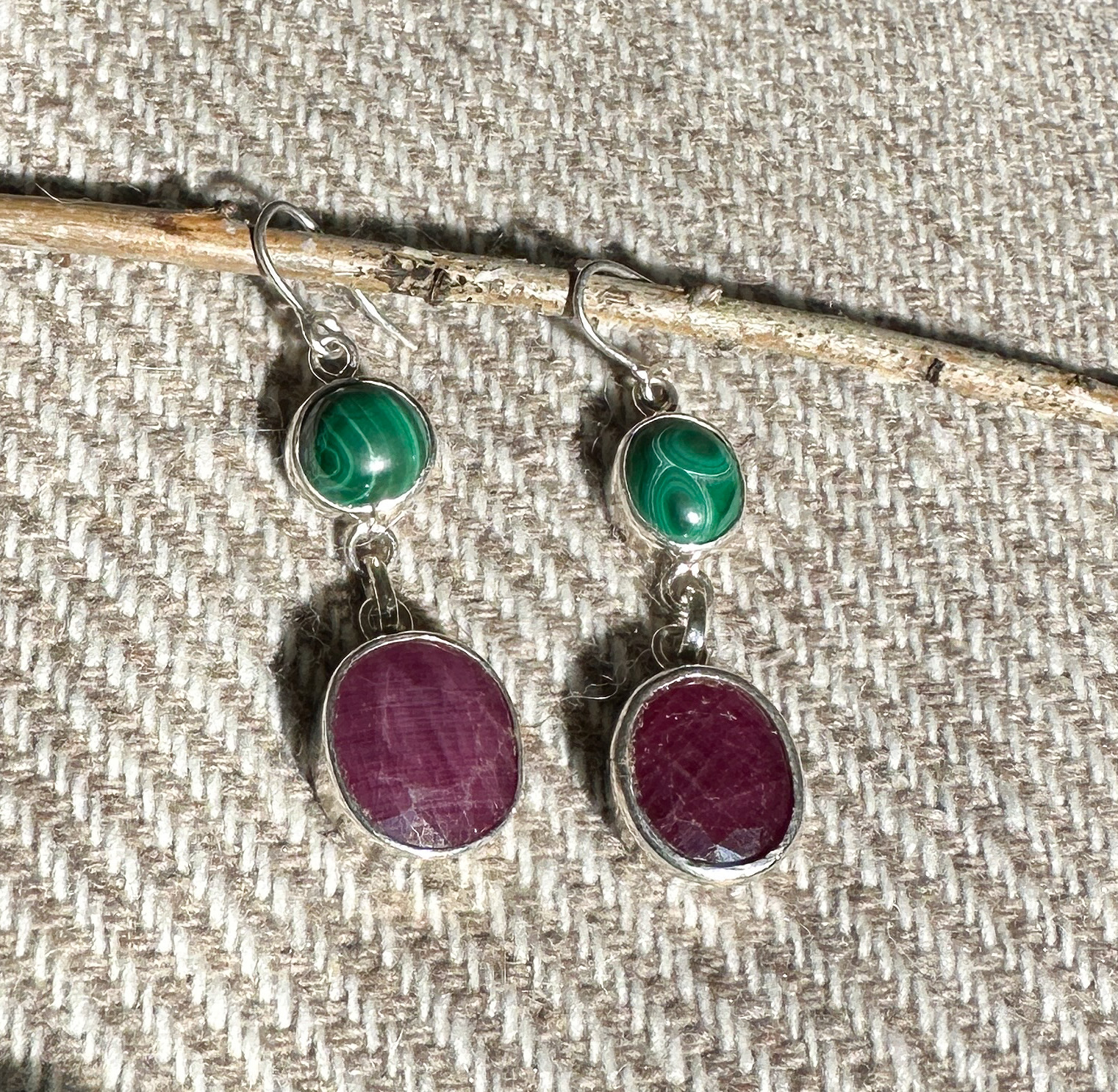Varanane Malachite & Pink Sapphire Earrings - Image 8