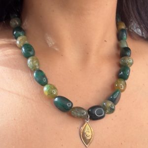 Bhuva Green Bead Evil Eye Necklace