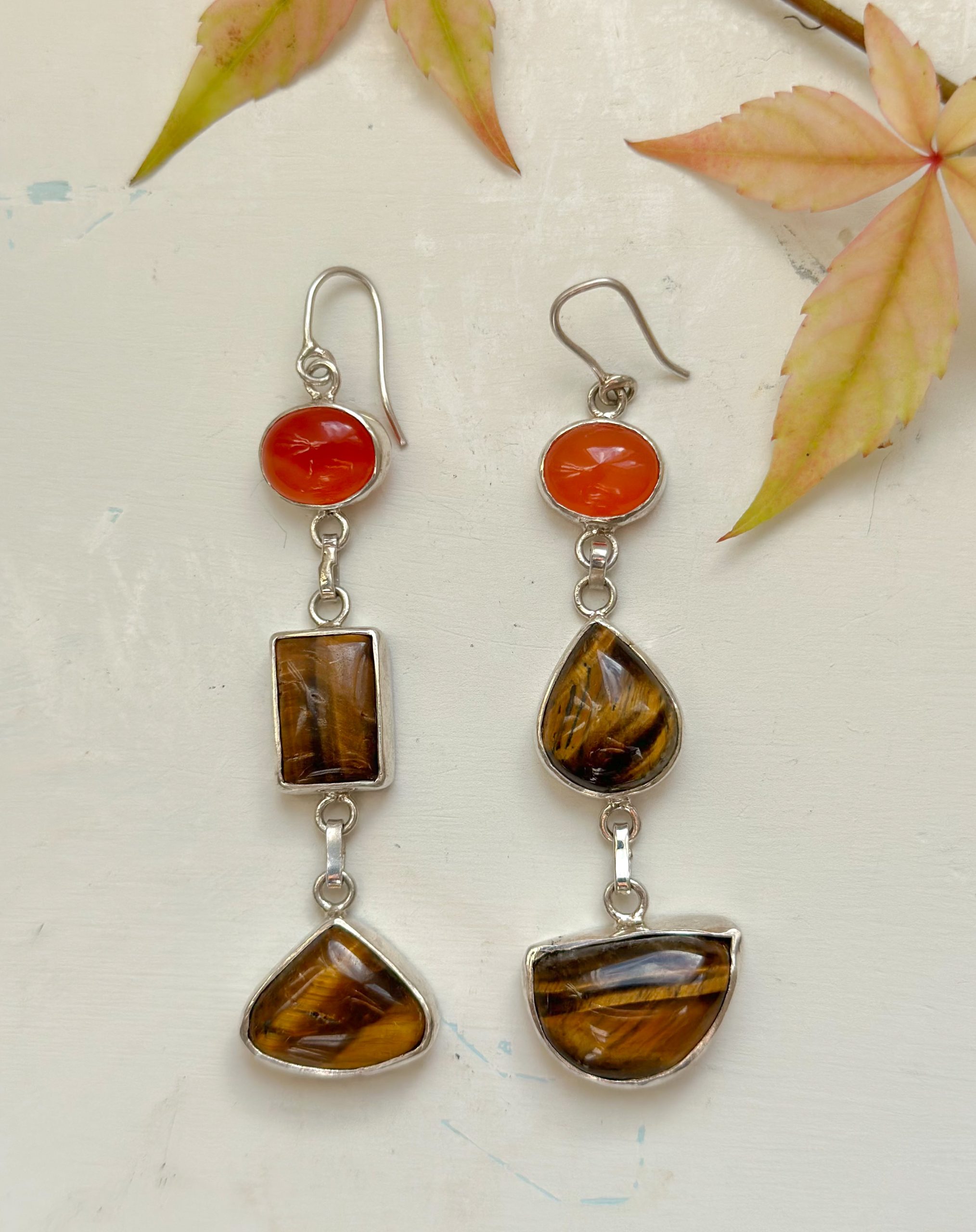orange and gold earrings
