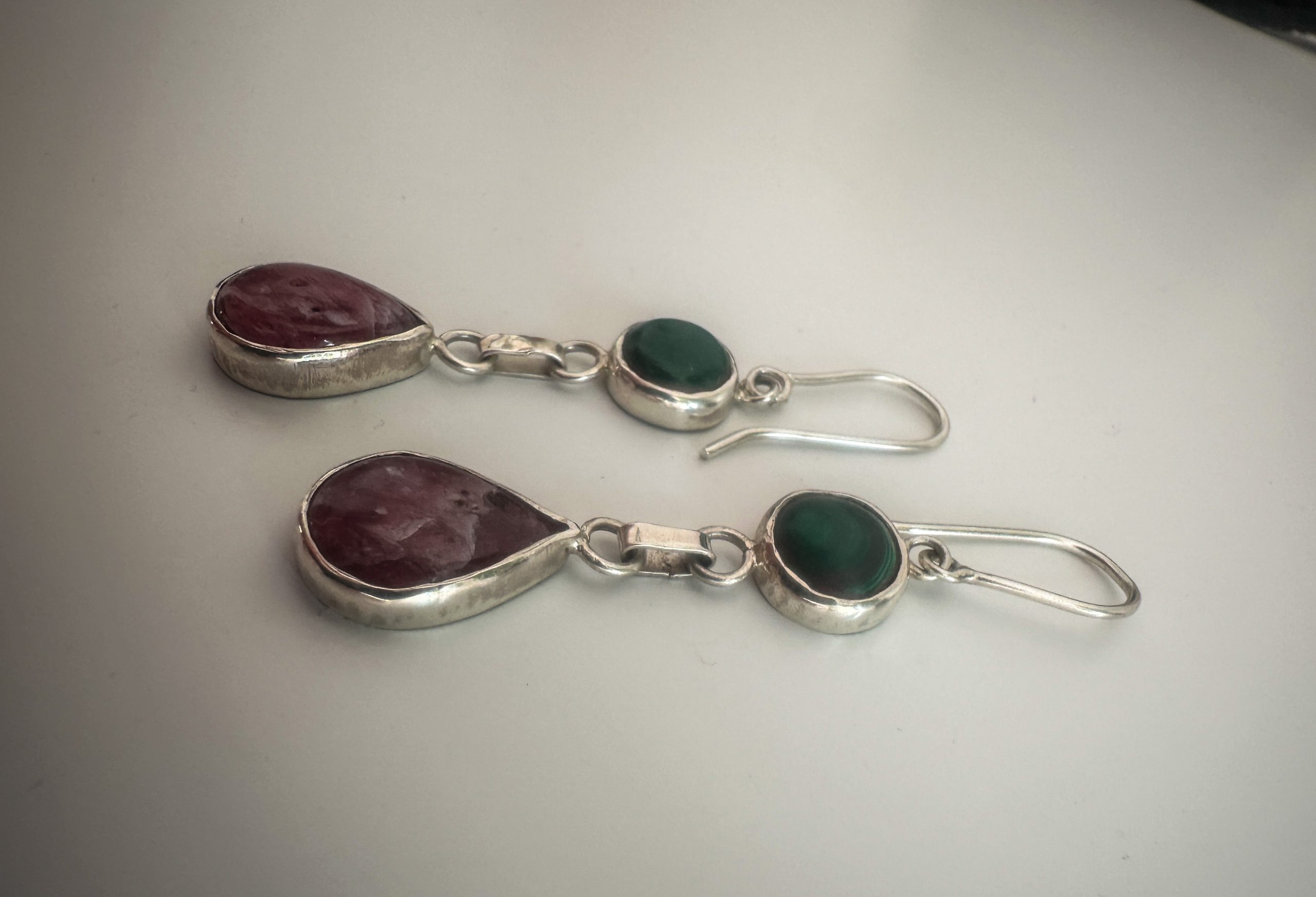Paarth Malachite & Pink Sapphire Earrings - Image 8