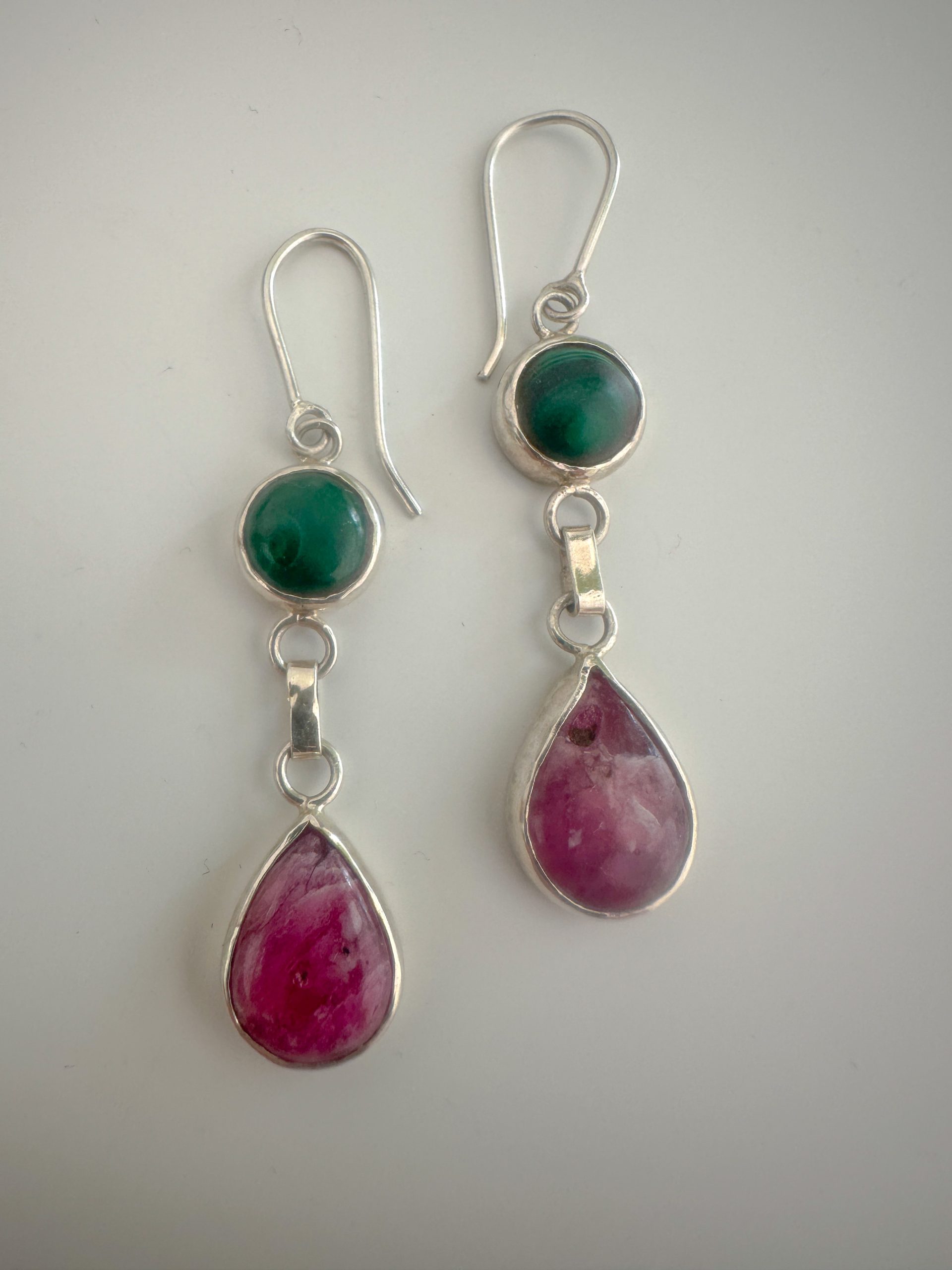 Paarth Malachite & Pink Sapphire Earrings - Image 13