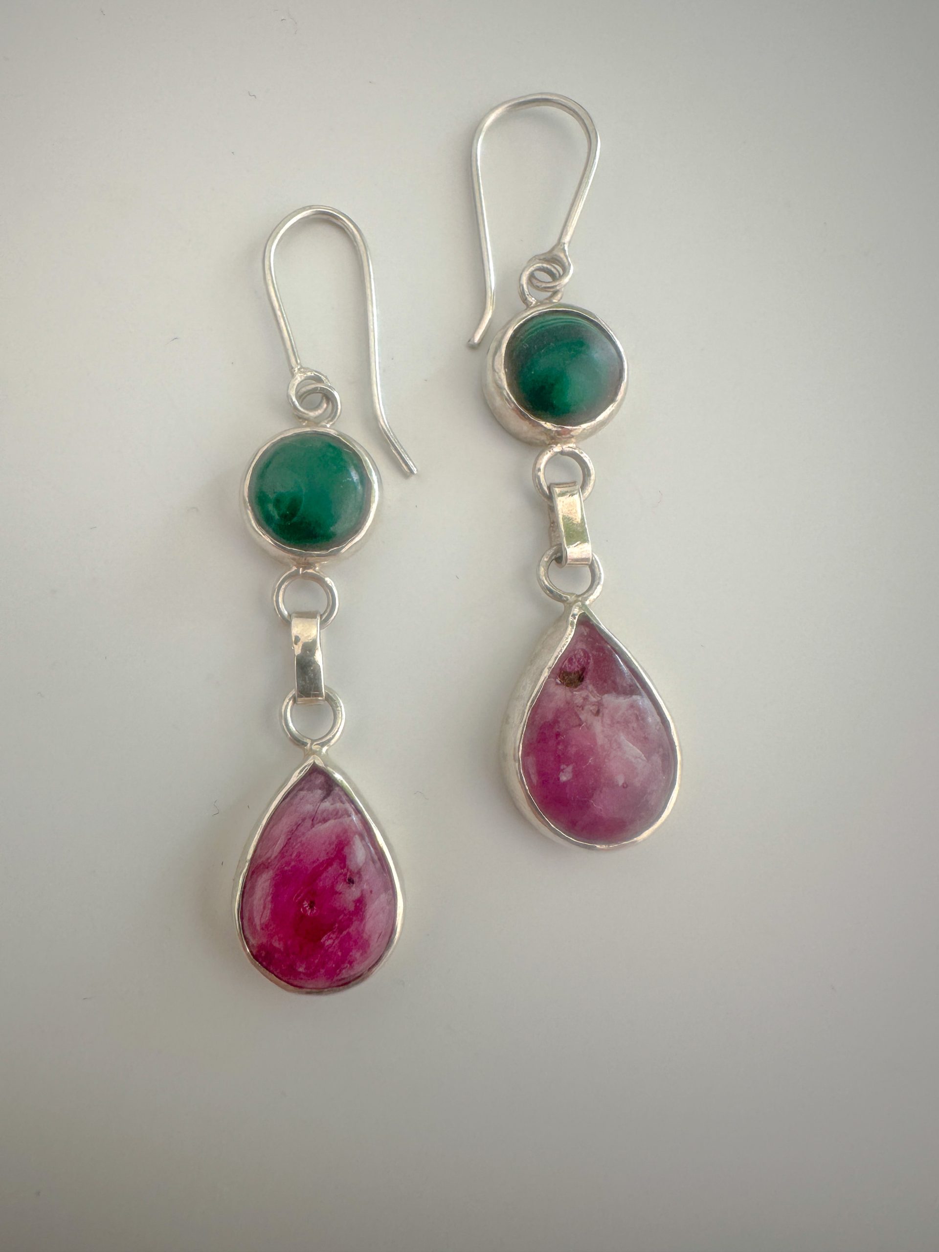 Paarth Malachite & Pink Sapphire Earrings - Image 2